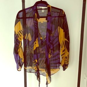 DVF sheer tie knock blouse